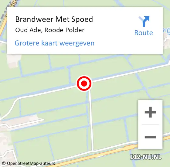 Locatie op kaart van de 112 melding: Brandweer Met Spoed Naar Oud Ade, Roode Polder op 5 juli 2015 14:08