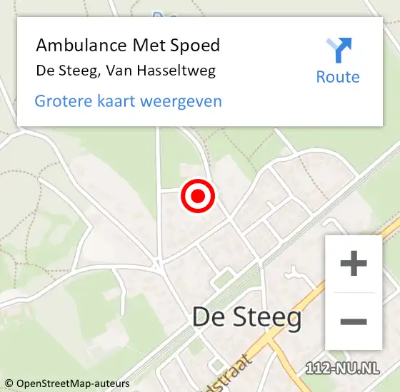 Locatie op kaart van de 112 melding: Ambulance Met Spoed Naar De Steeg, Van Hasseltweg op 5 juli 2015 14:22