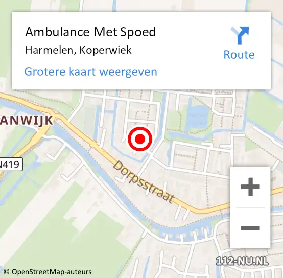 Locatie op kaart van de 112 melding: Ambulance Met Spoed Naar Harmelen, Koperwiek op 5 juli 2015 14:30