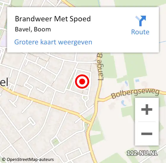 Locatie op kaart van de 112 melding: Brandweer Met Spoed Naar Bavel, Boom op 5 juli 2015 14:58