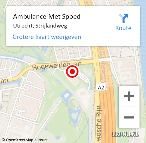 Locatie op kaart van de 112 melding: Ambulance Met Spoed Naar Utrecht, Strijlandweg op 13 november 2013 09:16