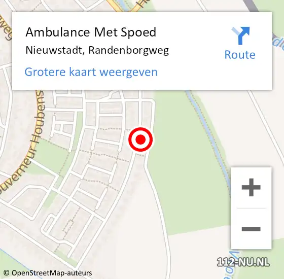 Locatie op kaart van de 112 melding: Ambulance Met Spoed Naar Nieuwstadt, Randenborgweg op 5 juli 2015 15:28