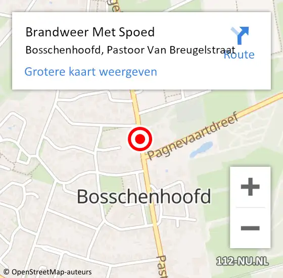 Locatie op kaart van de 112 melding: Brandweer Met Spoed Naar Bosschenhoofd, Pastoor Van Breugelstraat op 5 juli 2015 16:22