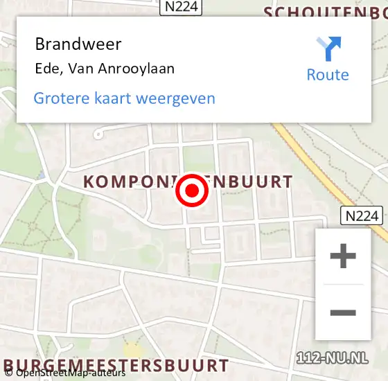 Locatie op kaart van de 112 melding: Brandweer Ede, Van Anrooylaan op 5 juli 2015 16:30