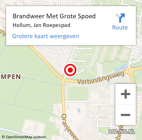 Locatie op kaart van de 112 melding: Brandweer Met Grote Spoed Naar Hollum, Jan Roepespad op 5 juli 2015 16:30
