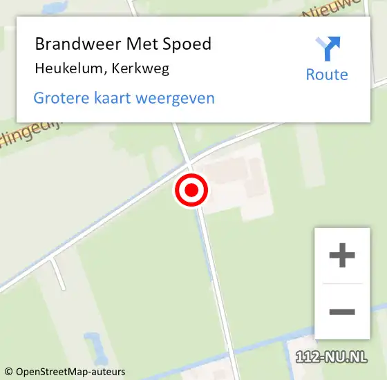 Locatie op kaart van de 112 melding: Brandweer Met Spoed Naar Heukelum, Kerkweg op 5 juli 2015 16:52