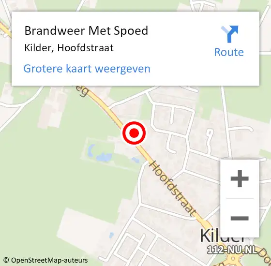 Locatie op kaart van de 112 melding: Brandweer Met Spoed Naar Kilder, Hoofdstraat op 5 juli 2015 16:56
