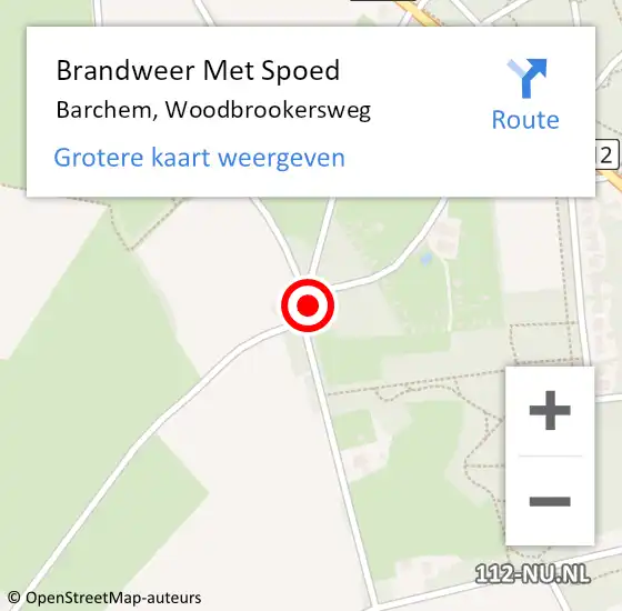 Locatie op kaart van de 112 melding: Brandweer Met Spoed Naar Barchem, Woodbrookersweg op 5 juli 2015 17:17