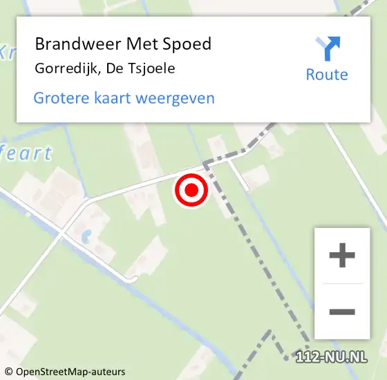 Locatie op kaart van de 112 melding: Brandweer Met Spoed Naar Gorredijk, De Tsjoele op 5 juli 2015 17:25