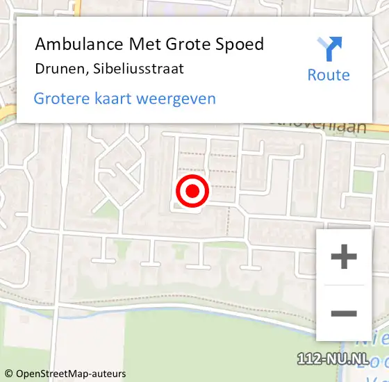 Locatie op kaart van de 112 melding: Ambulance Met Grote Spoed Naar Drunen, Sibeliusstraat op 5 juli 2015 17:38