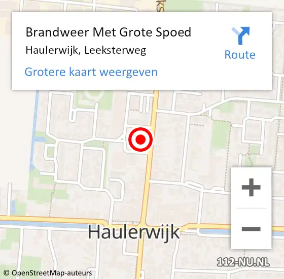 Locatie op kaart van de 112 melding: Brandweer Met Grote Spoed Naar Haulerwijk, Leeksterweg op 5 juli 2015 17:52