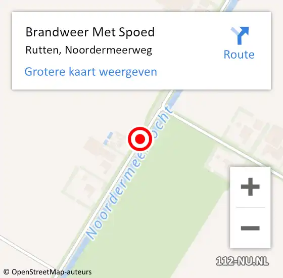 Locatie op kaart van de 112 melding: Brandweer Met Spoed Naar Rutten, Noordermeerweg op 5 juli 2015 17:59