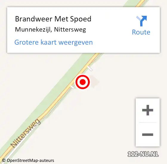 Locatie op kaart van de 112 melding: Brandweer Met Spoed Naar Munnekezijl, Nittersweg op 5 juli 2015 18:07