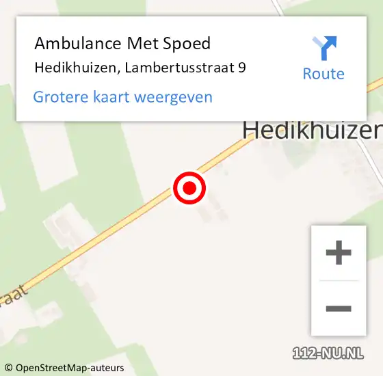 Locatie op kaart van de 112 melding: Ambulance Met Spoed Naar Hedikhuizen, Lambertusstraat 9 op 13 november 2013 09:38