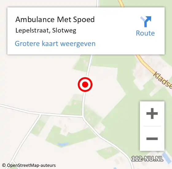 Locatie op kaart van de 112 melding: Ambulance Met Spoed Naar Lepelstraat, Slotweg op 5 juli 2015 19:01