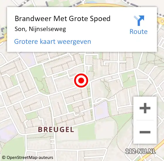 Locatie op kaart van de 112 melding: Brandweer Met Grote Spoed Naar Son, Nijnselseweg op 13 november 2013 09:46