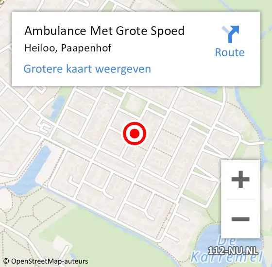 Locatie op kaart van de 112 melding: Ambulance Met Grote Spoed Naar Heiloo, Paapenhof op 5 juli 2015 20:11