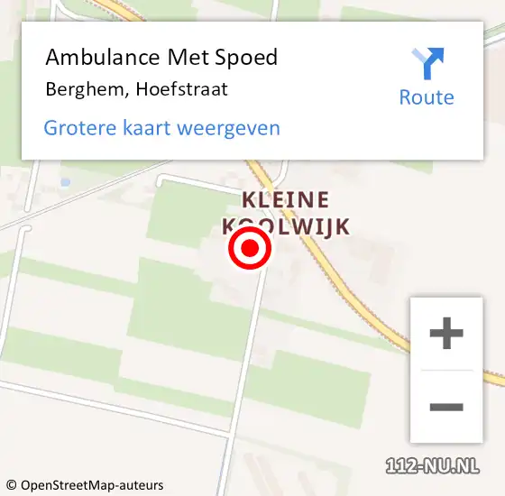 Locatie op kaart van de 112 melding: Ambulance Met Spoed Naar Berghem, Hoefstraat op 5 juli 2015 20:13