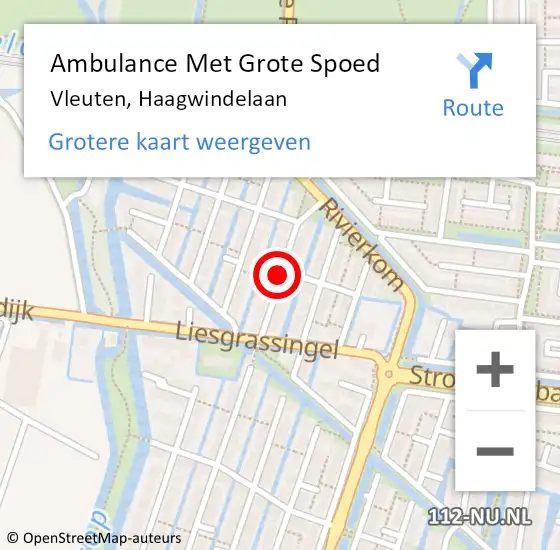 Locatie op kaart van de 112 melding: Ambulance Met Grote Spoed Naar Vleuten, Haagwindelaan op 5 juli 2015 20:33