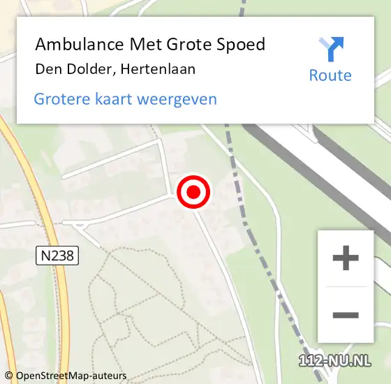 Locatie op kaart van de 112 melding: Ambulance Met Grote Spoed Naar Den Dolder, Hertenlaan op 5 juli 2015 20:38