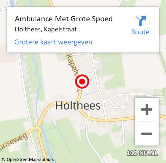 Locatie op kaart van de 112 melding: Ambulance Met Grote Spoed Naar Holthees, Kapelstraat op 5 juli 2015 21:05