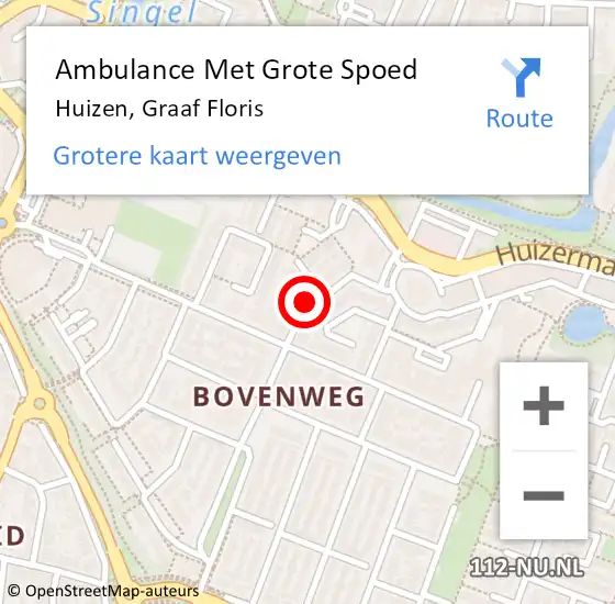 Locatie op kaart van de 112 melding: Ambulance Met Grote Spoed Naar Huizen, Graaf Floris op 5 juli 2015 21:13