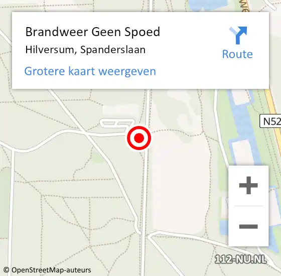 Locatie op kaart van de 112 melding: Brandweer Geen Spoed Naar Hilversum, Spanderslaan op 5 juli 2015 21:43