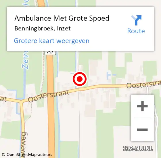 Locatie op kaart van de 112 melding: Ambulance Met Grote Spoed Naar Benningbroek, A7 L hectometerpaal: 41,4 op 6 juli 2015 00:41