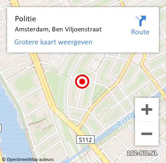 Locatie op kaart van de 112 melding: Politie Amsterdam, Ben Viljoenstraat op 6 juli 2015 02:42