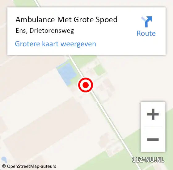 Locatie op kaart van de 112 melding: Ambulance Met Grote Spoed Naar Ens, Drietorensweg op 6 juli 2015 06:38