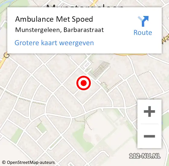 Locatie op kaart van de 112 melding: Ambulance Met Spoed Naar Munstergeleen, Barbarastraat op 13 november 2013 10:20