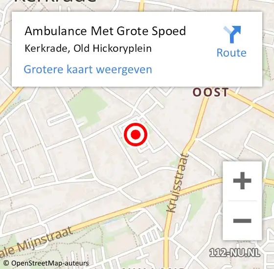 Locatie op kaart van de 112 melding: Ambulance Met Grote Spoed Naar Kerkrade, Old Hickoryplein op 13 november 2013 10:31