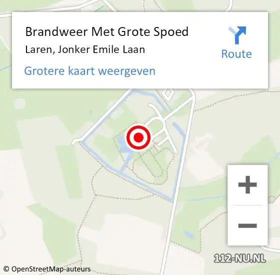 Locatie op kaart van de 112 melding: Brandweer Met Grote Spoed Naar Laren, Jonker Emile Laan op 6 juli 2015 11:12