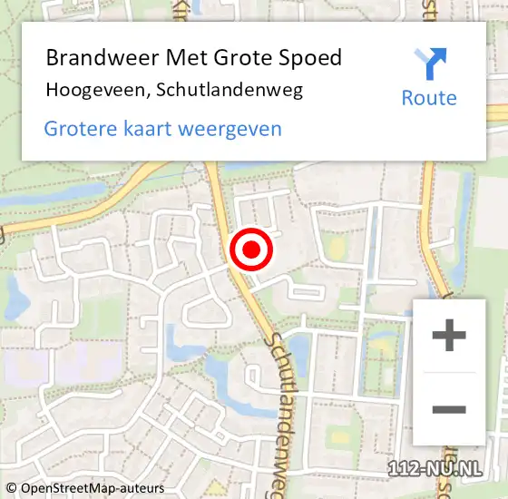 Locatie op kaart van de 112 melding: Brandweer Met Grote Spoed Naar Hoogeveen, Schutlandenweg op 6 juli 2015 11:33