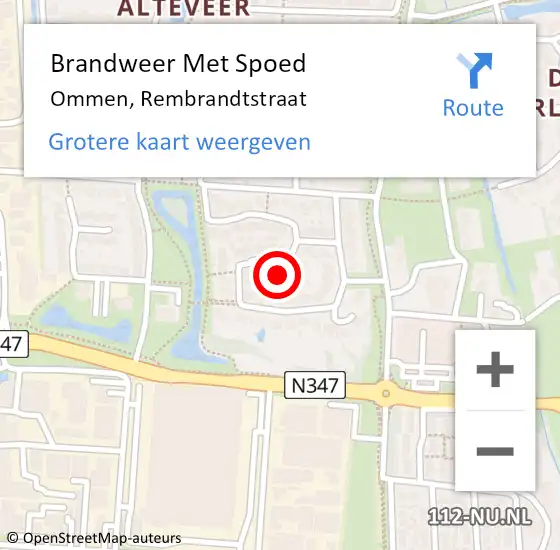 Locatie op kaart van de 112 melding: Brandweer Met Spoed Naar Ommen, Rembrandtstraat op 6 juli 2015 11:40