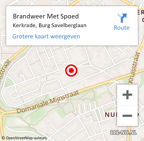 Locatie op kaart van de 112 melding: Brandweer Met Spoed Naar Kerkrade, Burg Savelberglaan op 6 juli 2015 11:40