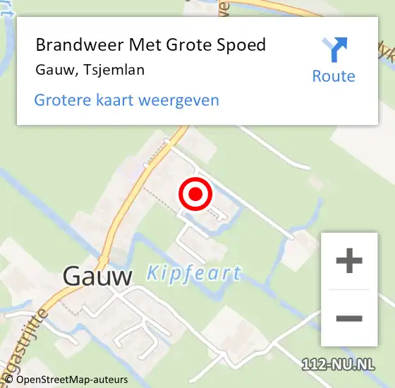 Locatie op kaart van de 112 melding: Brandweer Met Grote Spoed Naar Gauw, Tsjemlan op 6 juli 2015 14:24