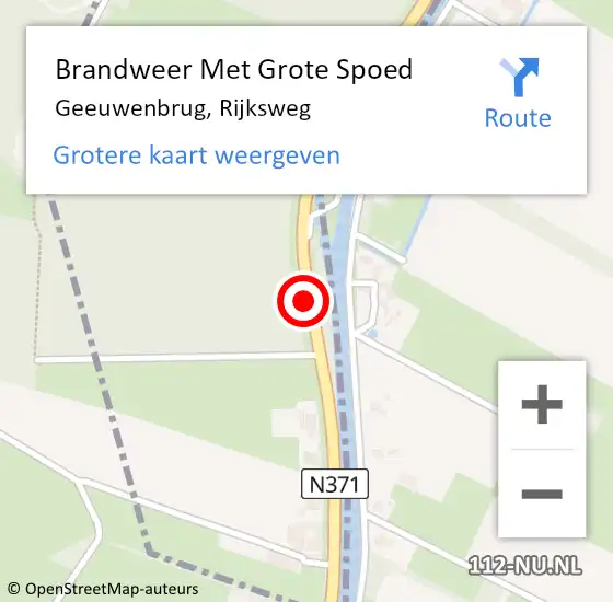 Locatie op kaart van de 112 melding: Brandweer Met Grote Spoed Naar Geeuwenbrug, Rijksweg op 6 juli 2015 14:57