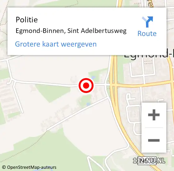 Locatie op kaart van de 112 melding: Politie Egmond-Binnen, Sint Adelbertusweg op 6 juli 2015 15:43