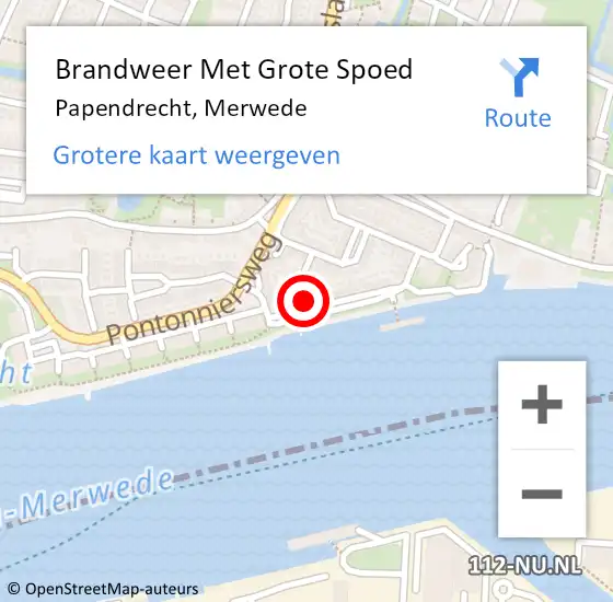 Locatie op kaart van de 112 melding: Brandweer Met Grote Spoed Naar Papendrecht, Merwede op 13 november 2013 11:02