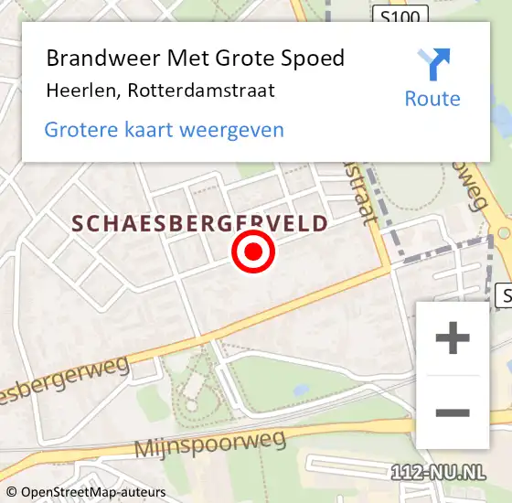 Locatie op kaart van de 112 melding: Brandweer Met Grote Spoed Naar Heerlen, Rotterdamstraat op 6 juli 2015 16:02