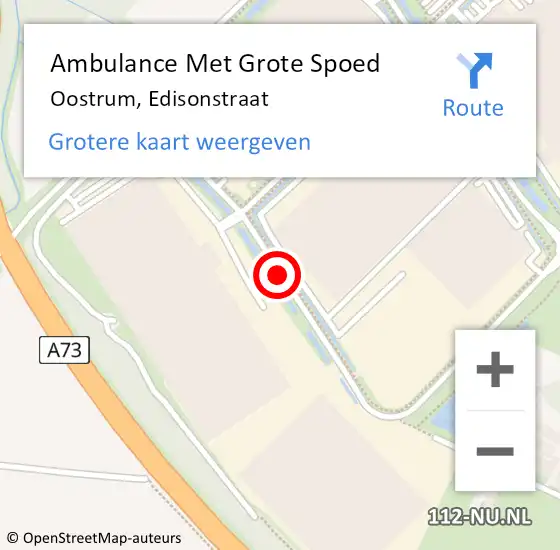 Locatie op kaart van de 112 melding: Ambulance Met Grote Spoed Naar Oostrum, Edisonstraat op 6 juli 2015 16:03