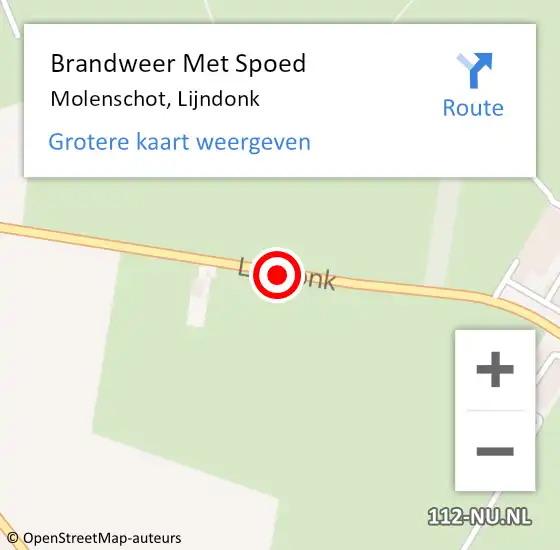 Locatie op kaart van de 112 melding: Brandweer Met Spoed Naar Molenschot, Lijndonk op 6 juli 2015 16:08