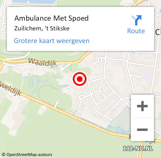 Locatie op kaart van de 112 melding: Ambulance Met Spoed Naar Zuilichem, 't Stikske op 6 juli 2015 16:17