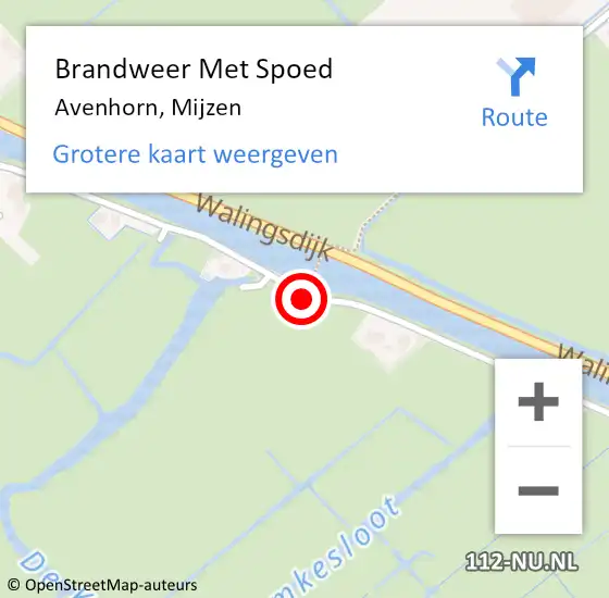 Locatie op kaart van de 112 melding: Brandweer Met Spoed Naar Avenhorn, Mijzen op 6 juli 2015 16:21