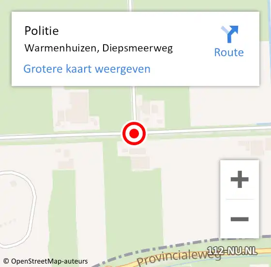 Locatie op kaart van de 112 melding: Politie Warmenhuizen, Diepsmeerweg op 6 juli 2015 16:38