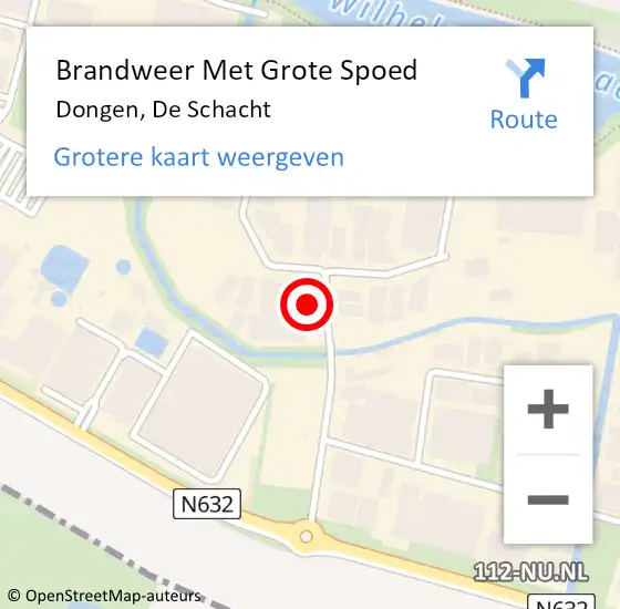 Locatie op kaart van de 112 melding: Brandweer Met Grote Spoed Naar Dongen, De Schacht op 6 juli 2015 16:39