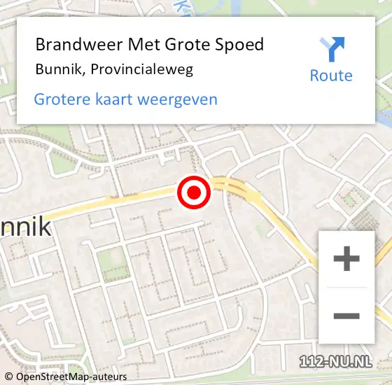 Locatie op kaart van de 112 melding: Brandweer Met Grote Spoed Naar Bunnik, Provincialeweg op 13 november 2013 11:11