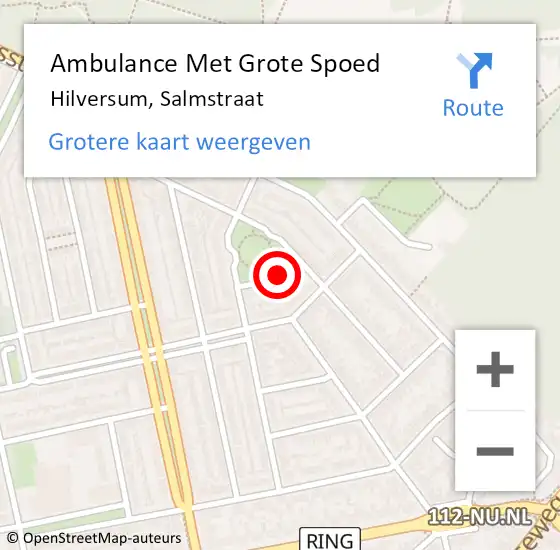 Locatie op kaart van de 112 melding: Ambulance Met Grote Spoed Naar Hilversum, Salmstraat op 6 juli 2015 17:48