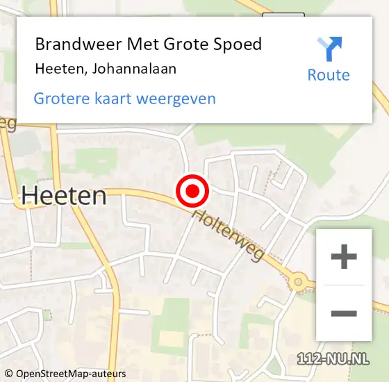 Locatie op kaart van de 112 melding: Brandweer Met Grote Spoed Naar Heeten, Johannalaan op 6 juli 2015 17:50